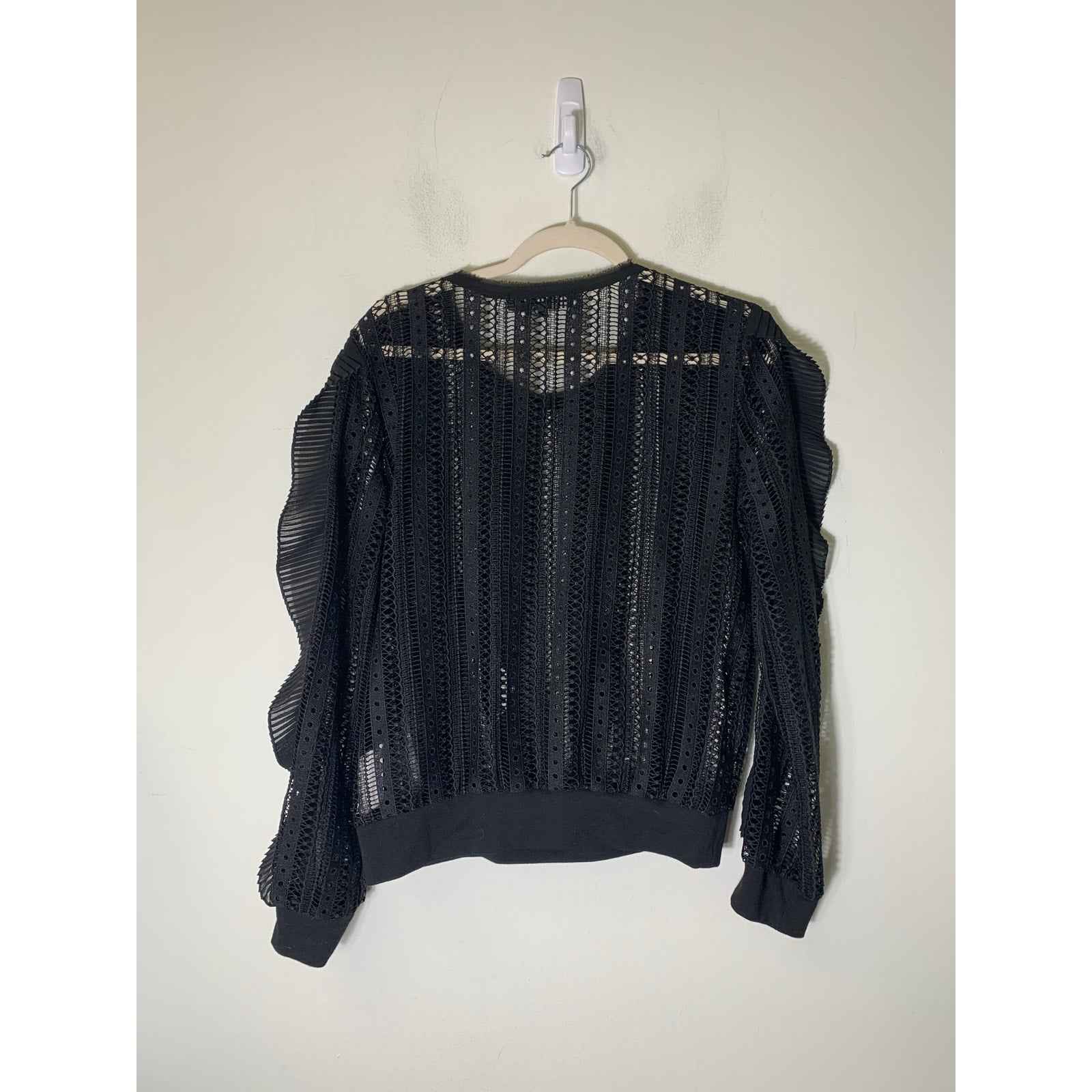 Endless Rose Black Long Sleeve Mesh Blouse Sz L