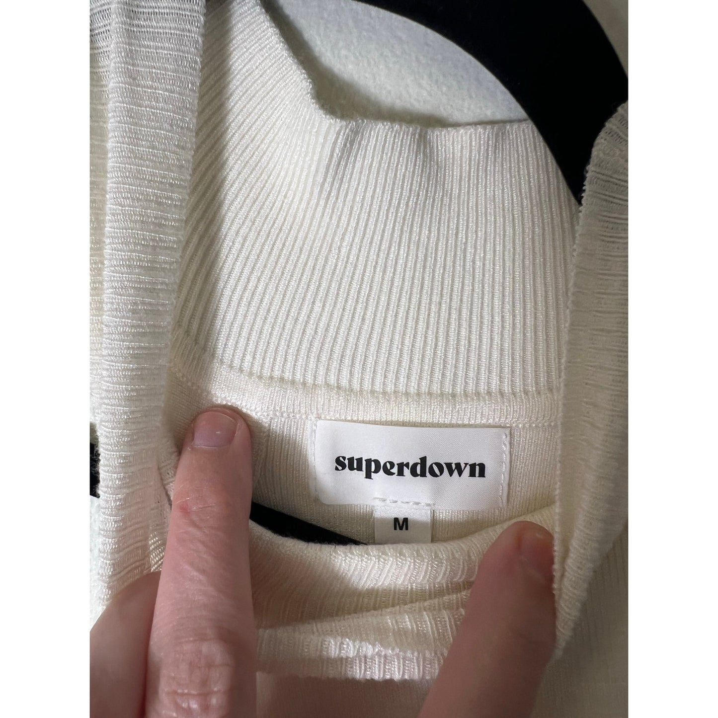 NWT Superdown Off White One Shoulder Mock Neck Sweater Sz M