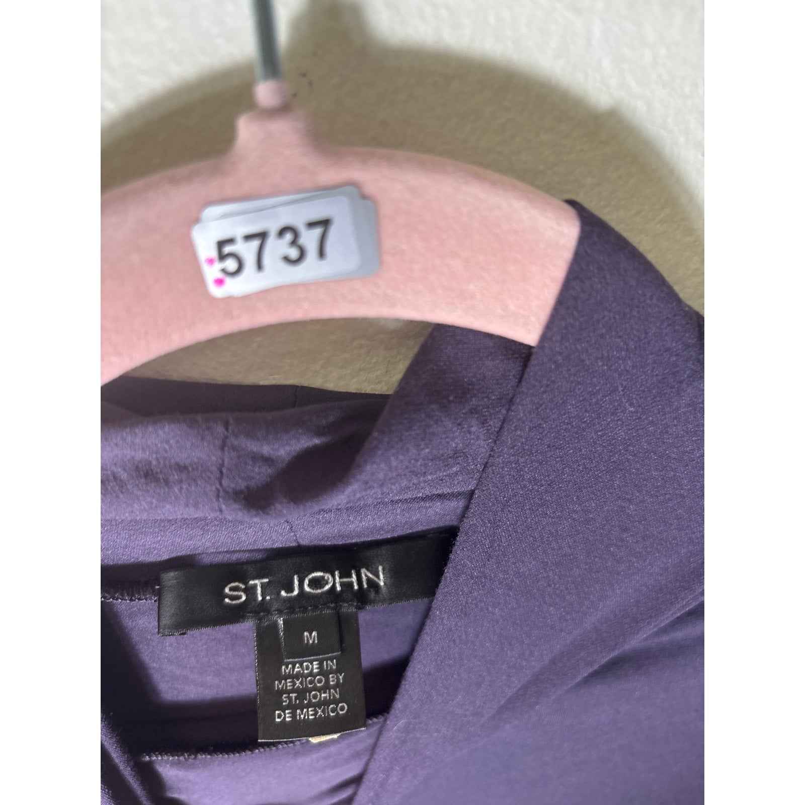 St. John Plum Fitted Turtleneck Shirt Sz M