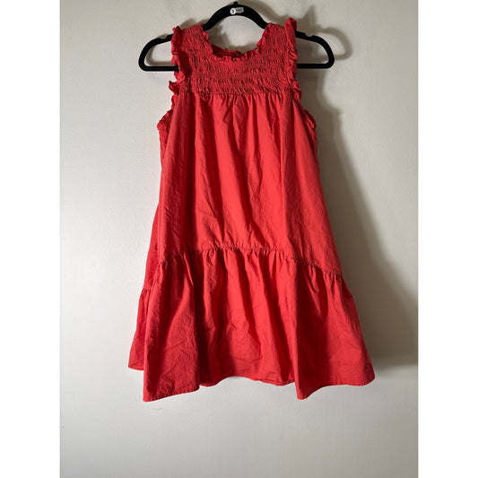 &Merci Orange Sleeveless Cotton Smocked Knee Length Dress Sz M