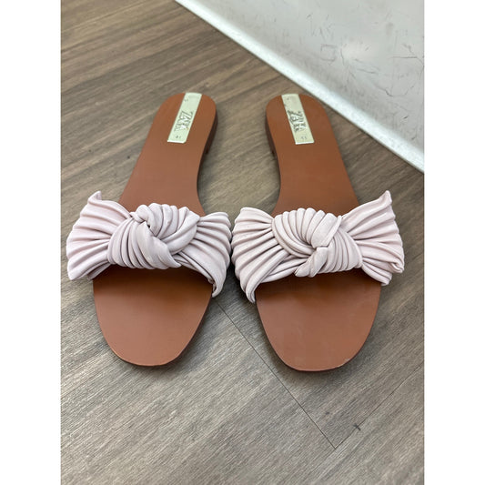 Zara Light Pink Bow Slides Sz 10.5
