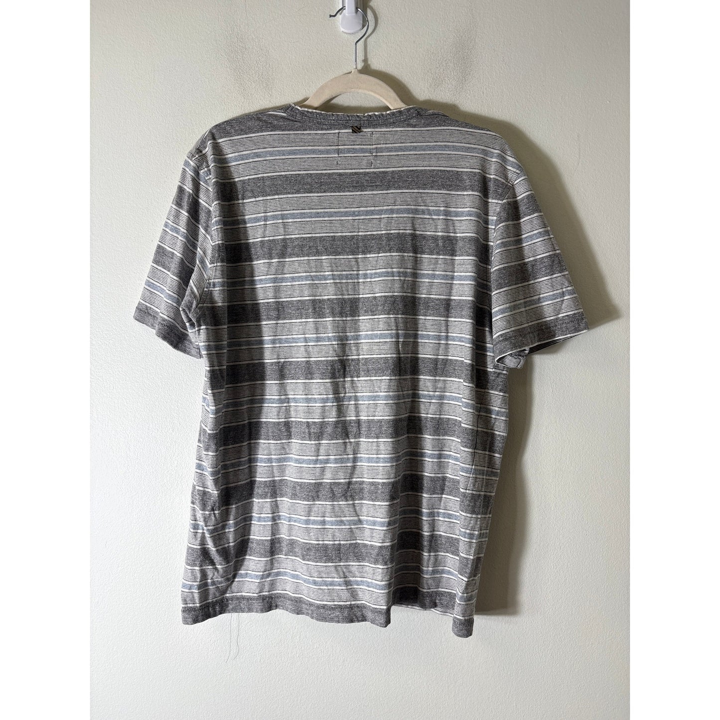 Men's Billy Reid Gray Stripe Short Sleeve Shirt Sz L