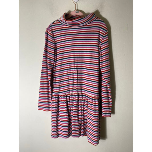 Hanna Anderson Multi Color Stripe Turtleneck Dress Sz 12