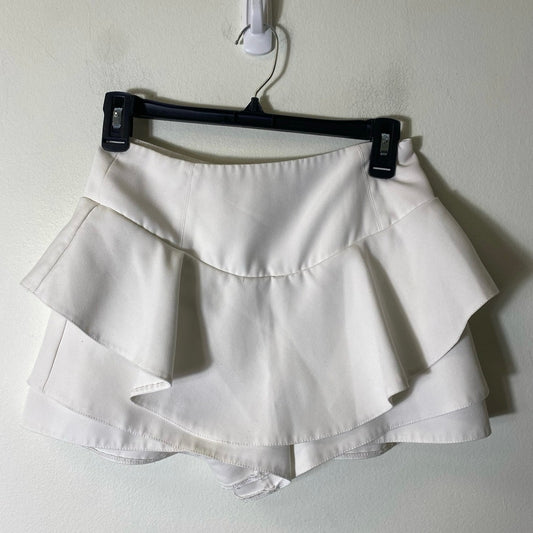English Factory White Ruffled Mini Skirt Sz XS