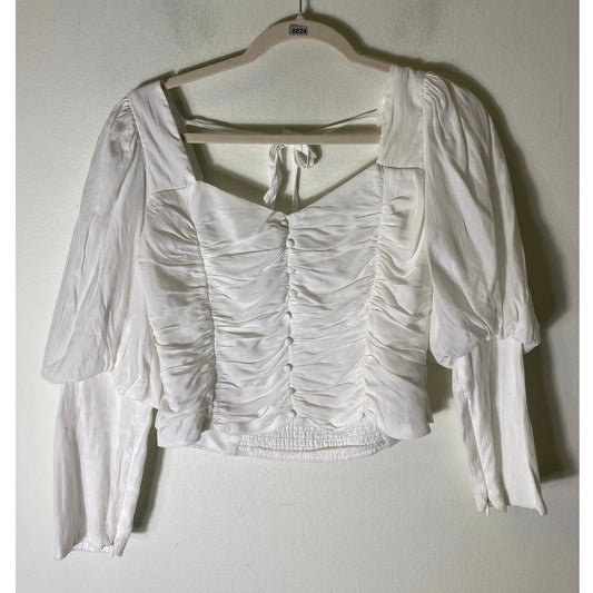 Do+BE White Peasant Top Sz L