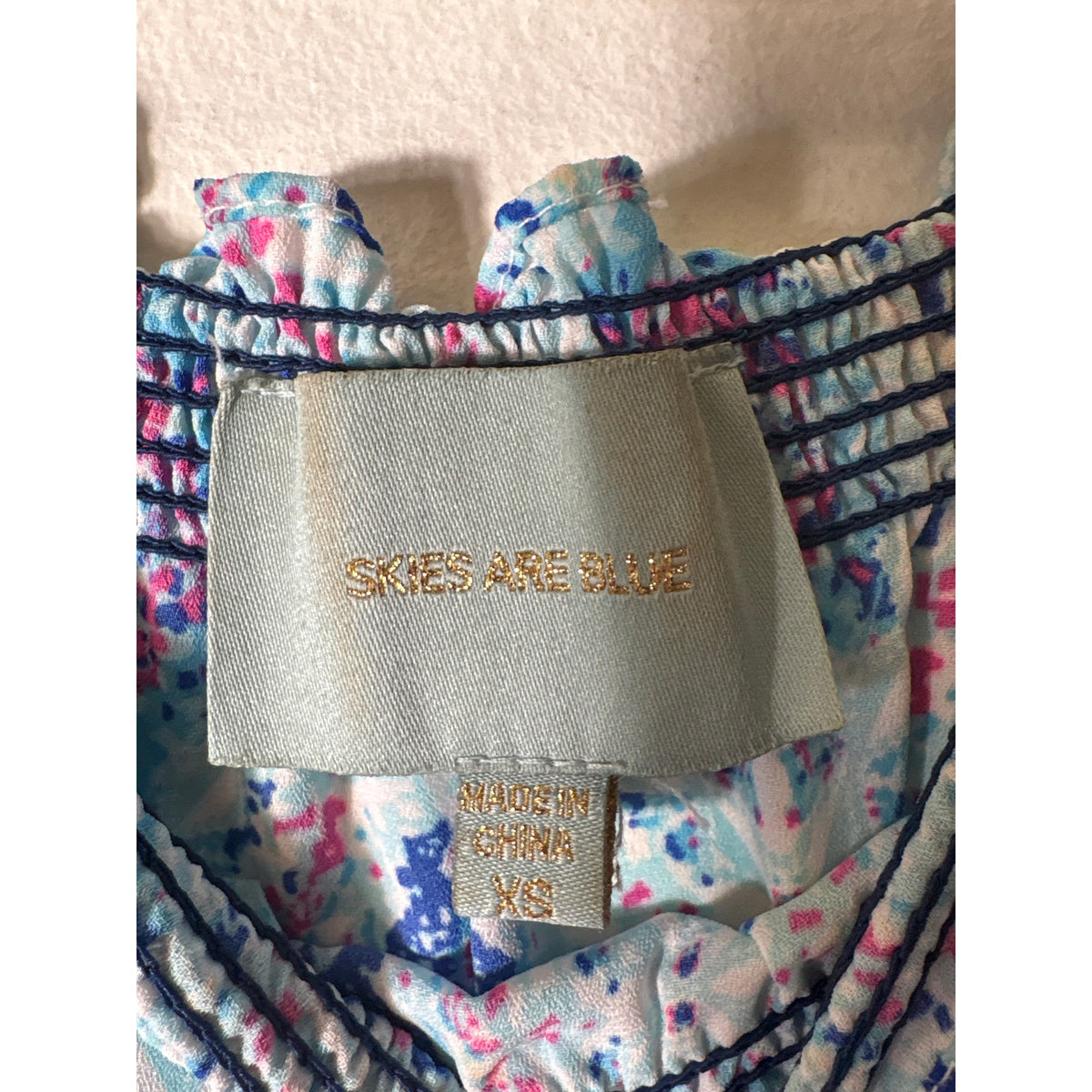 Skies are Blue Blue Cold Shoulder 3/4 Sleeve Smocked Waist Romper Sz XS