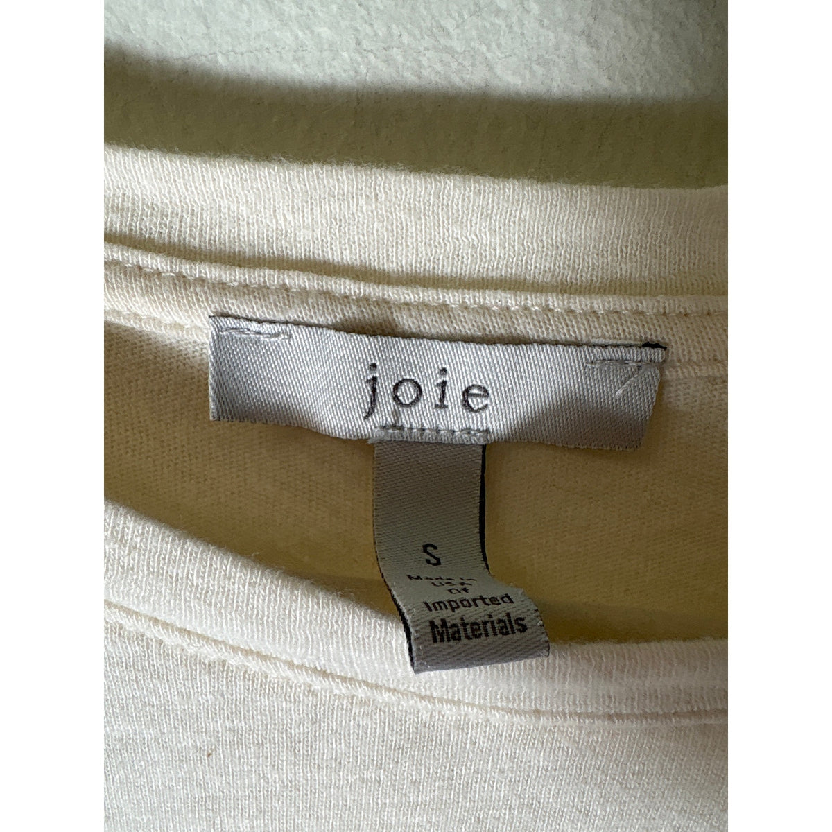 Joie Off white Half Puff Sleeve Cotton Tee Shirt Sz S