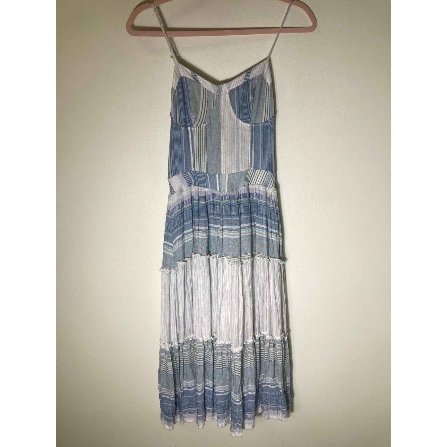 Jen's Pirates Booty Light Blue and White Viscose Resort Dress Sz XS