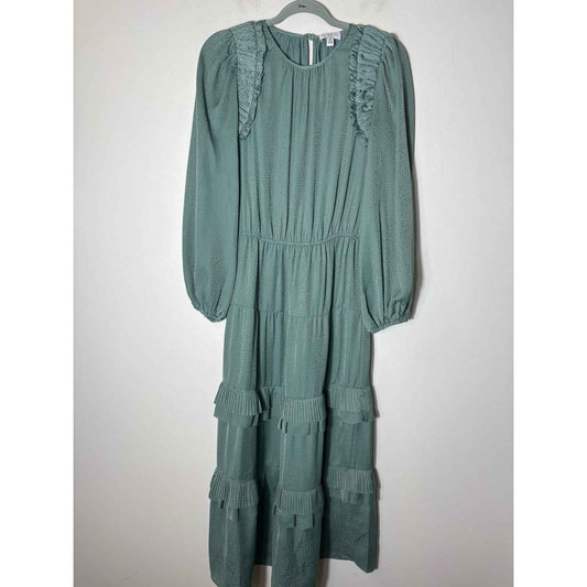 Current Air Teal Silky Ruffled Maxi Dress Sz XS
