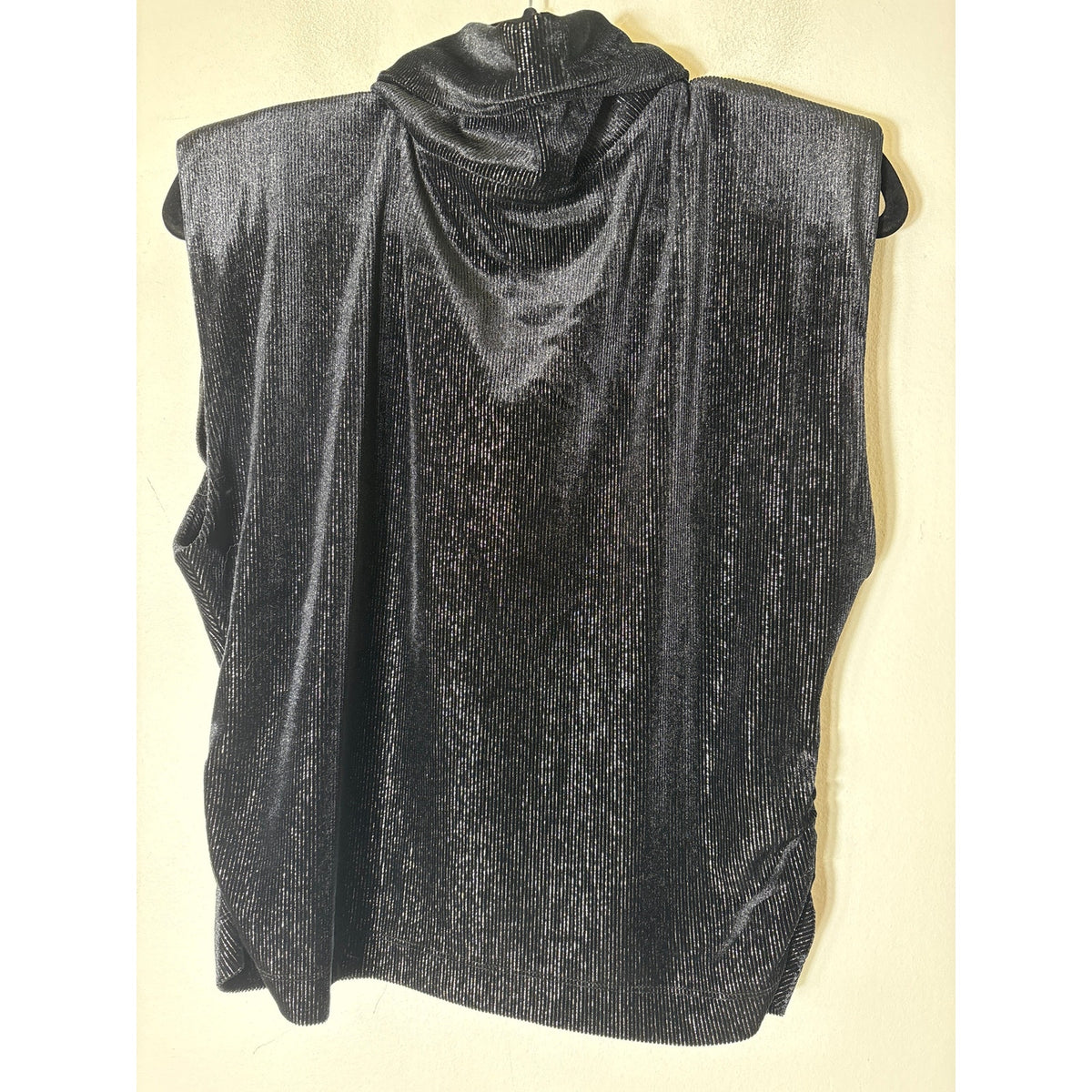 Maeve Black Sleeveless Metalllic High Neck V-Back Sz L