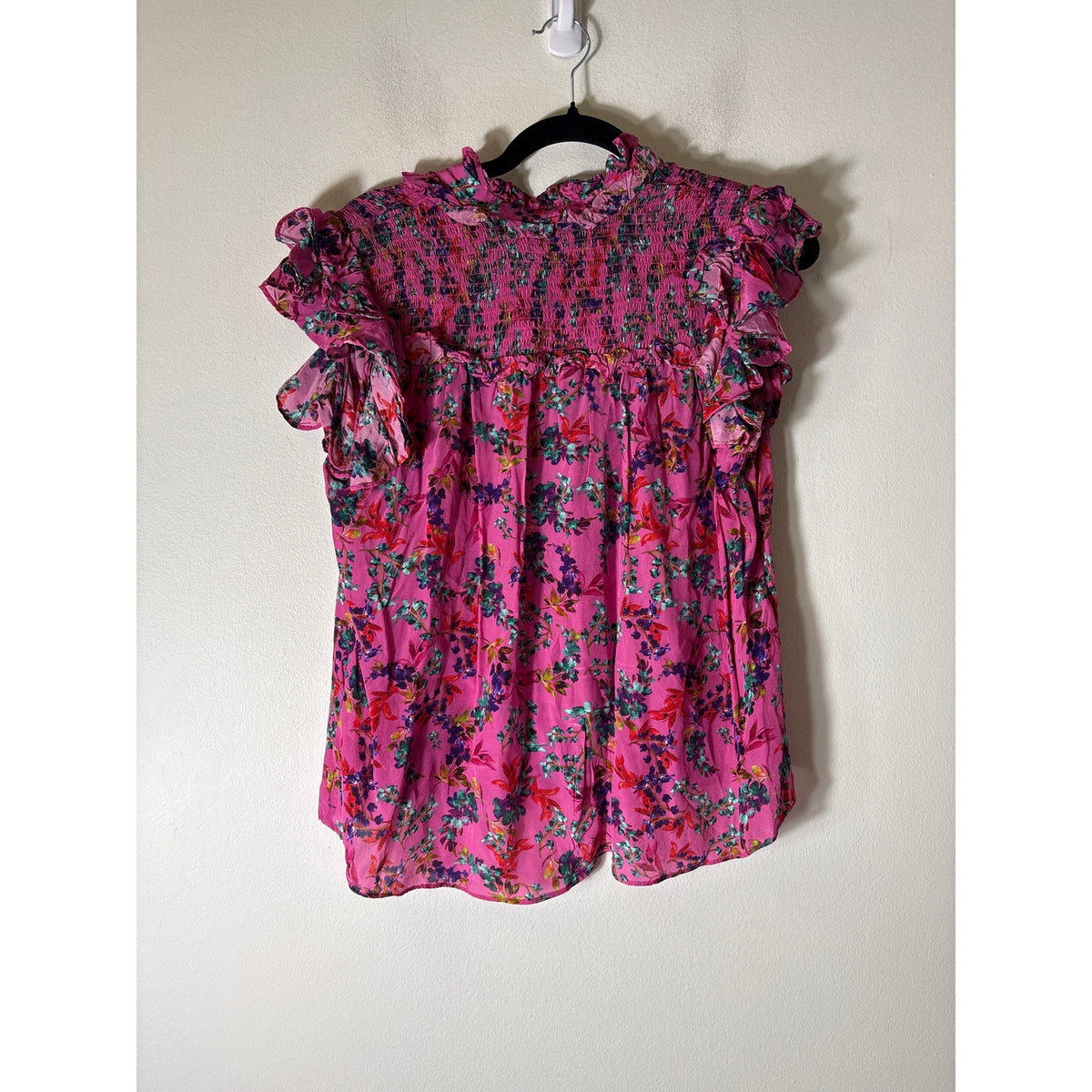 Gilner Farrar Dark Pink Floral Flutter Sleeve Top Sz M