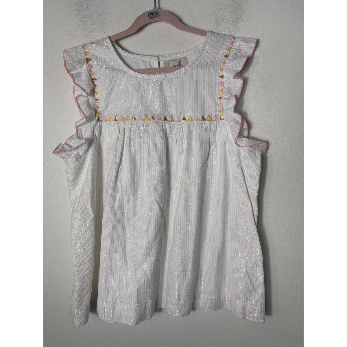Girls Peek...Kids White Flutter Sleeve Cotton Top Sz 12