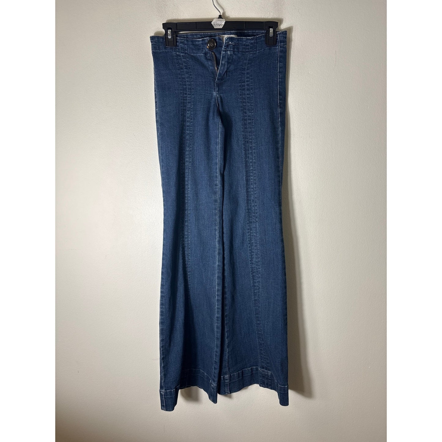 Free People Dark Wash Low Rise Flare Leg Jeans
