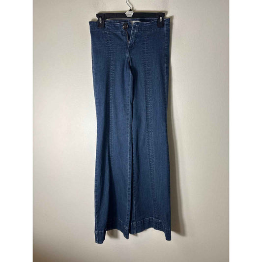 Free People Dark Wash Low Rise Flare Leg Jeans