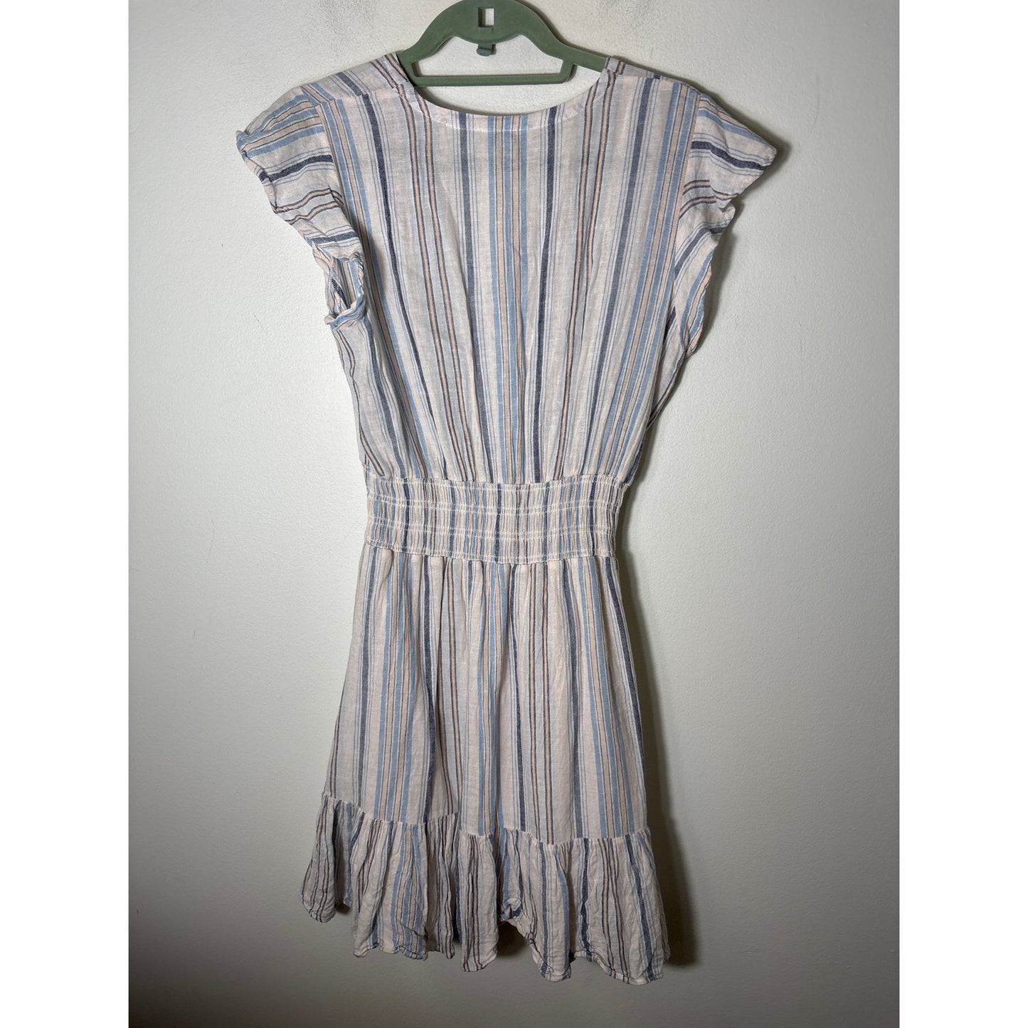 Rails Blue Tara Montauk Stripe Flutter Sleeve Summer Midi Dress Sz S