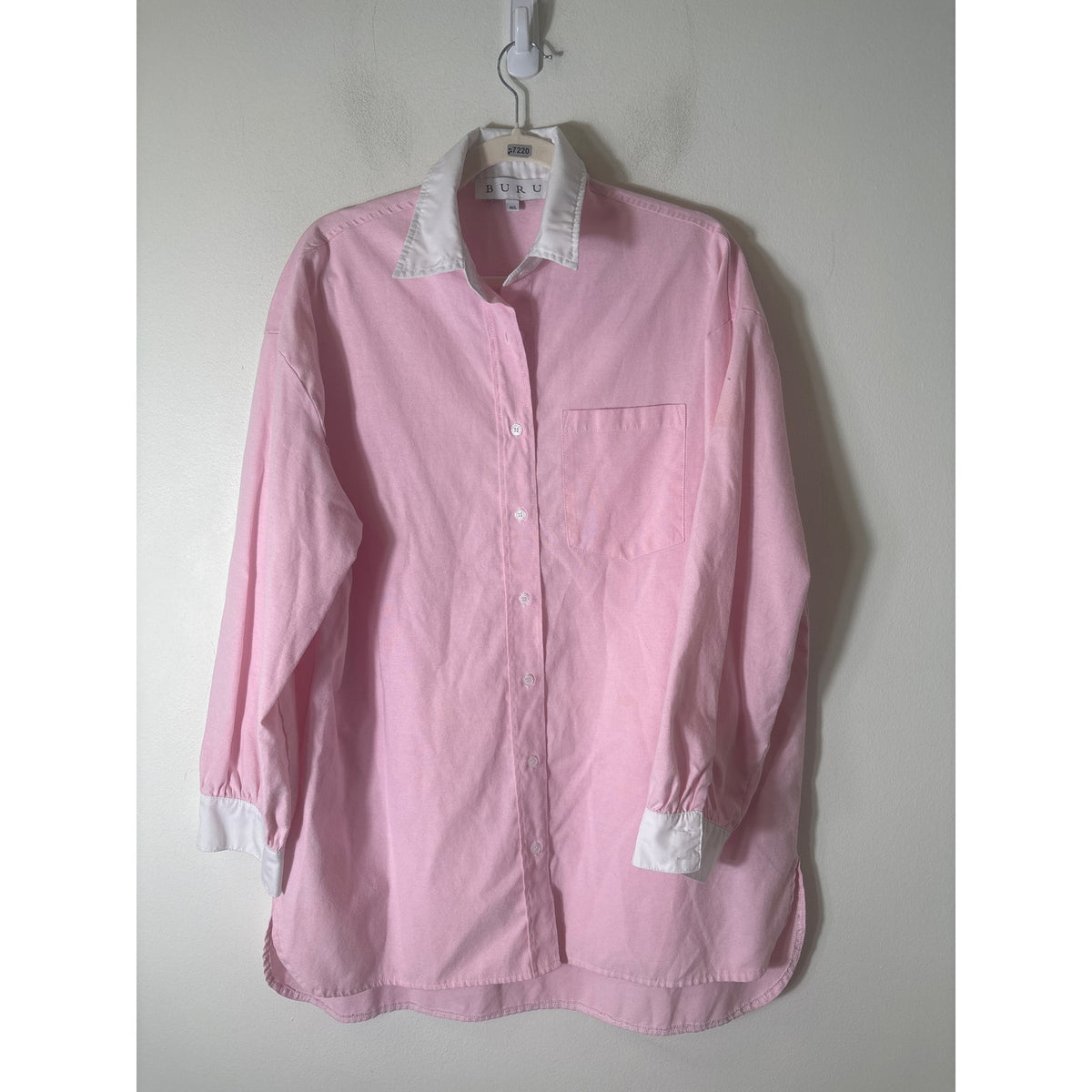Buru Pink With White Collar Shirt/Dress Sz M/L