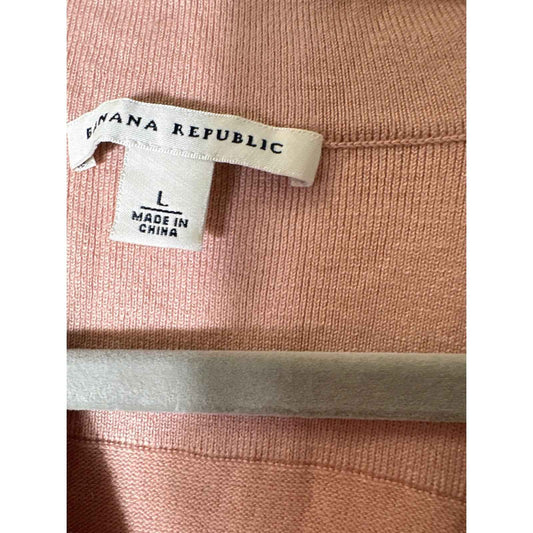 Banana Republic Dusy Pink Half Sleeve Deep V Sweater Sz L
