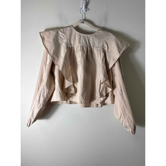 En Saison Light Khaki Long Sleeve Top Sz L