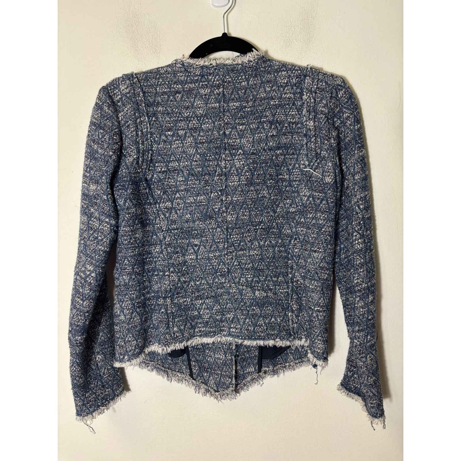 Generation Love Blue Long Sleeve Tweed Zip Up Jacket Sz XS