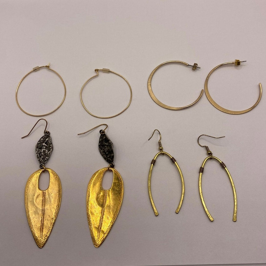 Bundle of 4 Pairs Gold Fashion Earrings