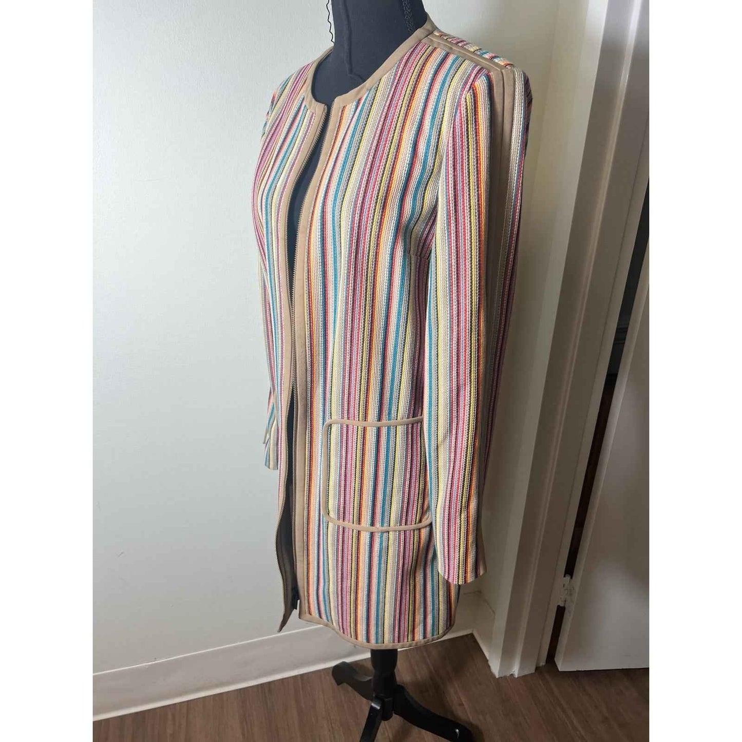 W by Worth Rainbow Zip Up Tunic Coat size 6