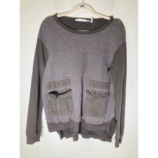 Wilt Brown and Olive Mixed Media Waffle Pullover Sz M