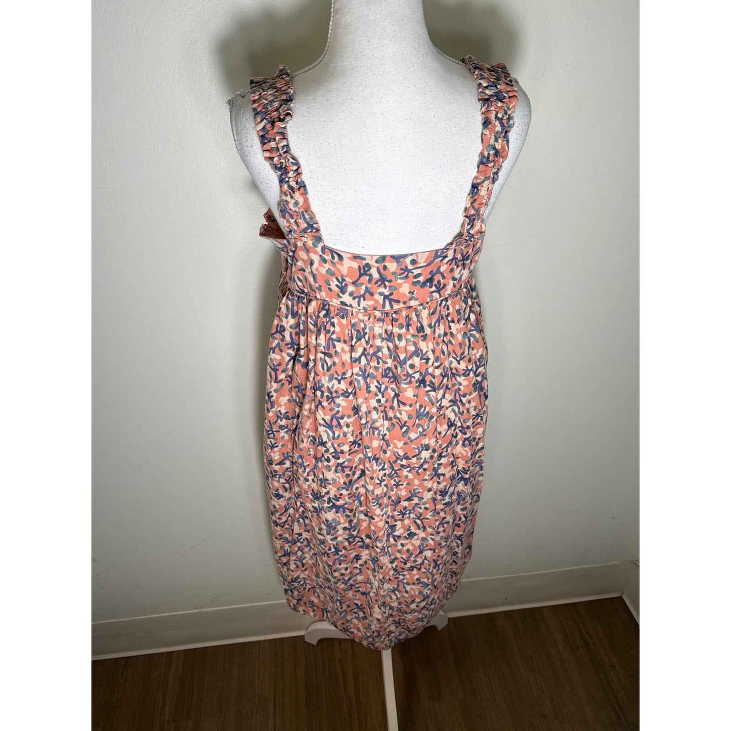 Mirth Pink Blue Cotton Sleeveless Fully Lined Midi Dress Sz S