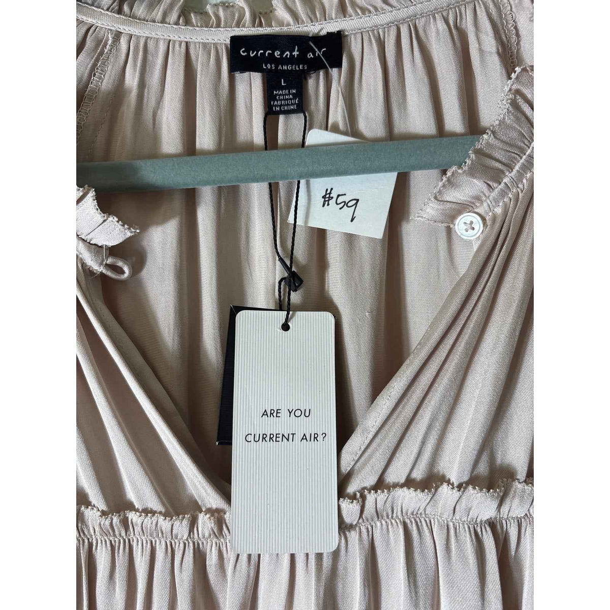 NWT Current Air Cream Satin Blouse Sz L