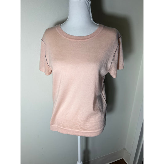 Paychi Guh Pink Cashmere Short Sleeve Knit Shirts Sz M
