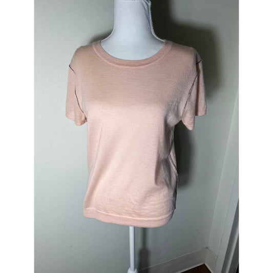 Paychi Guh Pink Cashmere Short Sleeve Knit Shirts Sz M