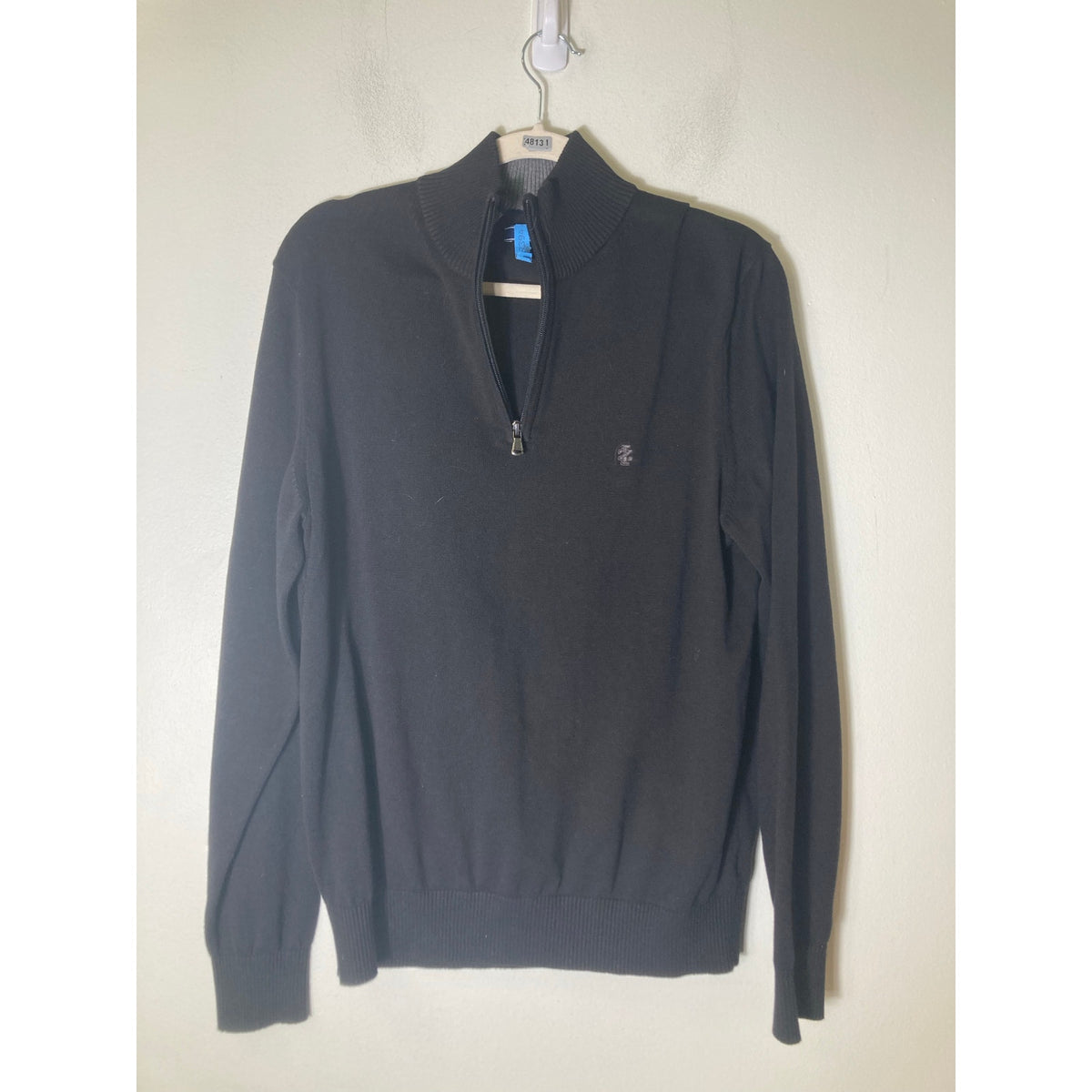 Mens Black Izod 1/4 Zip Pullover Sweater Sz M