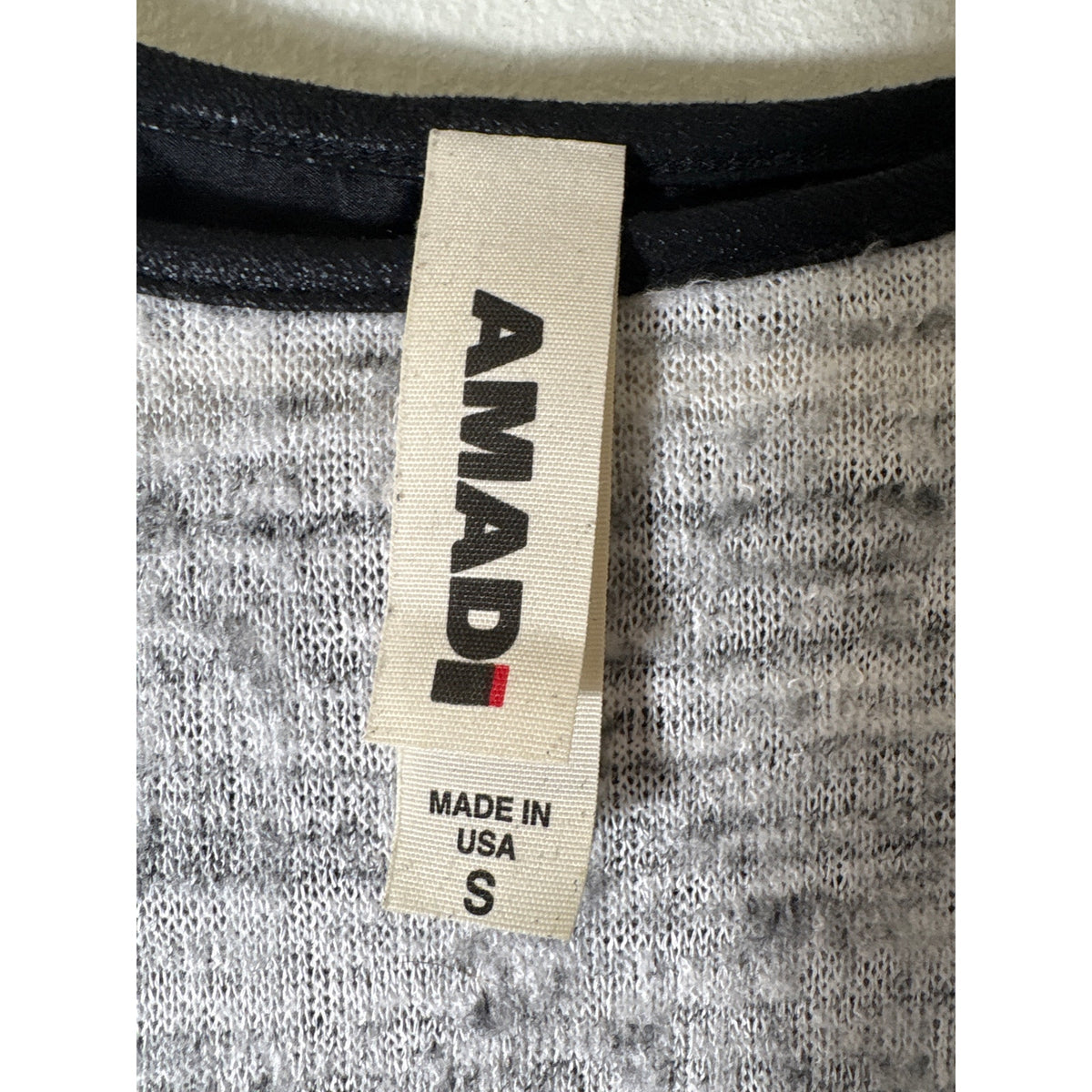 Amadi Gray Mixed Media Long Sleeve Crew NEck Shirt Sz S
