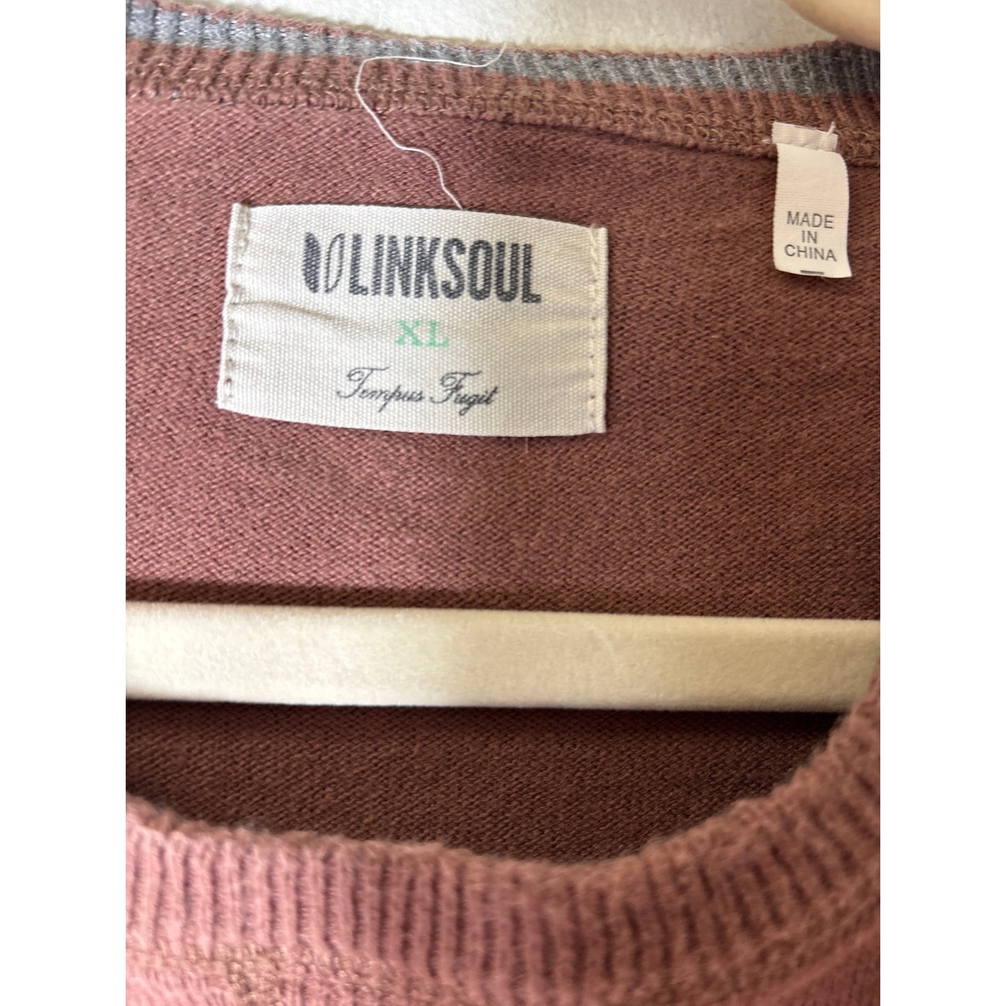 Men's Link Soul Brown Long Sleeve Knit Sweater Sz L