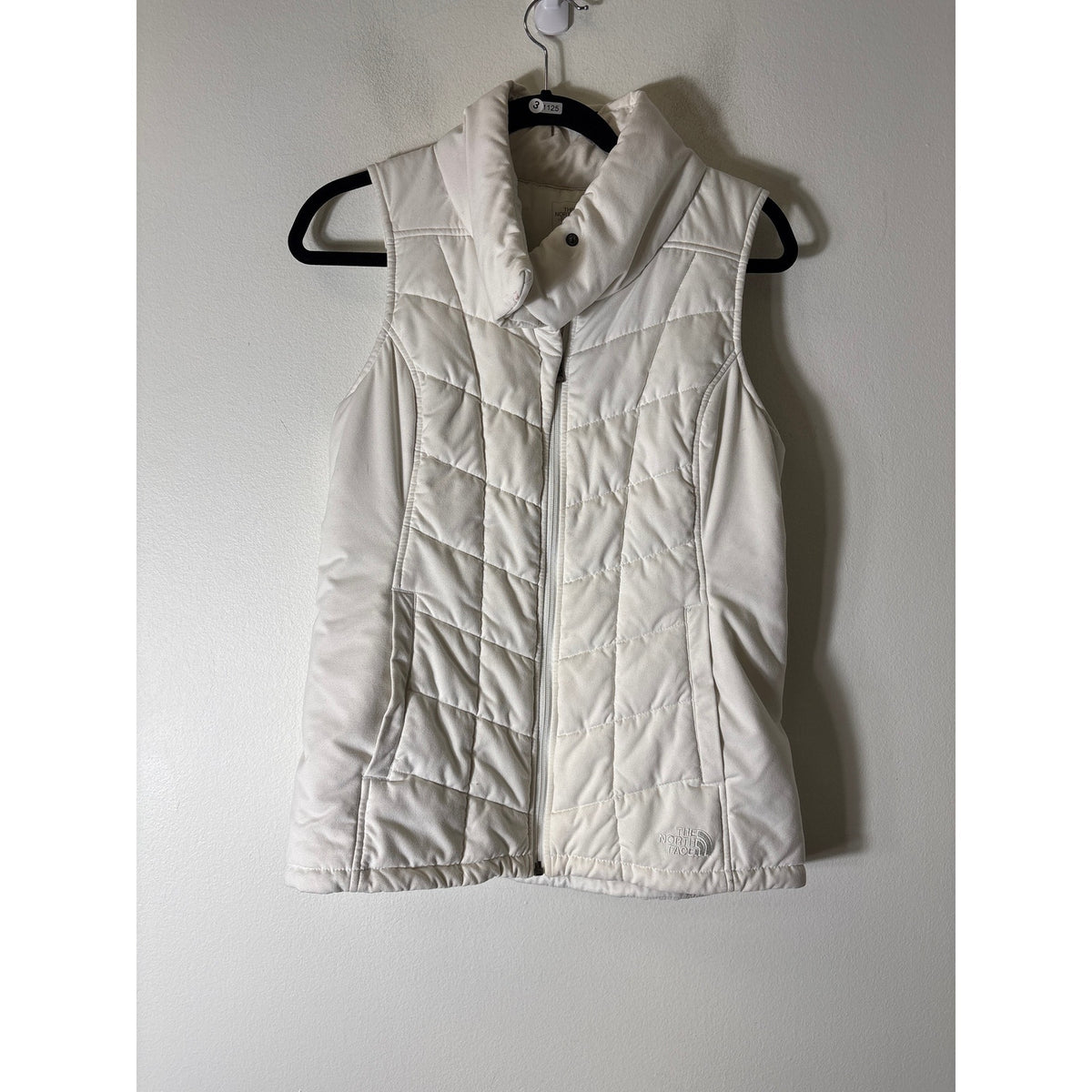 The North Face Off White Quilted Zip Front Vest Sz M