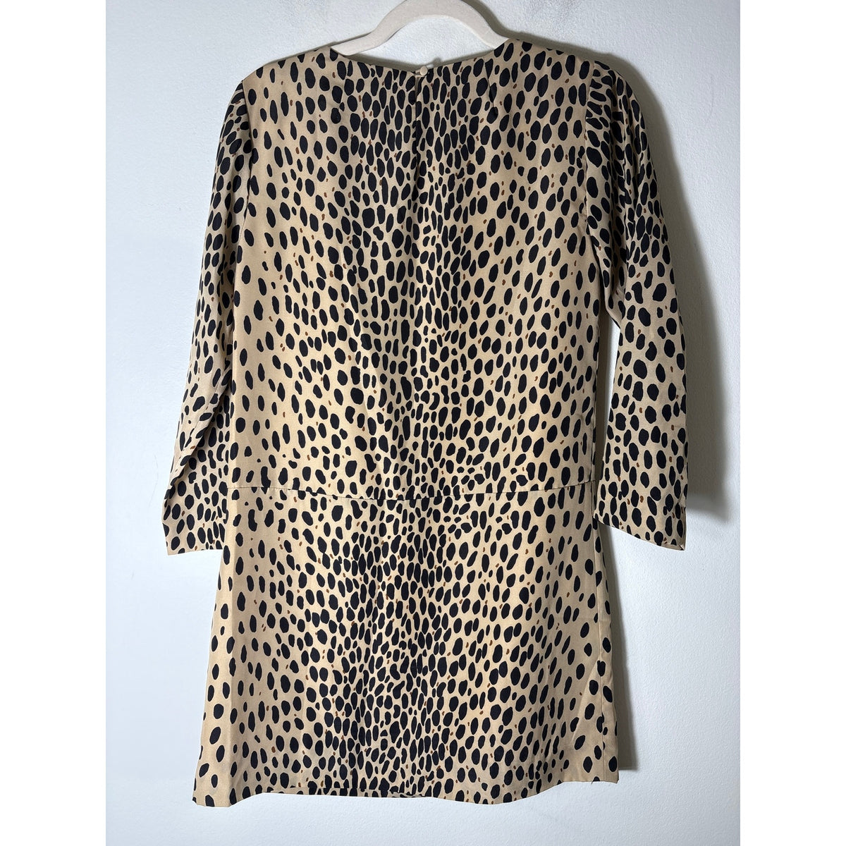 J. Crew Tan and Black Long Sleeve Knee Length Front Pocket Dress Sz 2