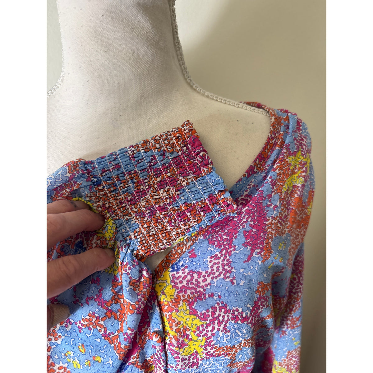 Allison New York Multicolor Long Sleeve Tiered Ruffled Maxi Dress Sz M