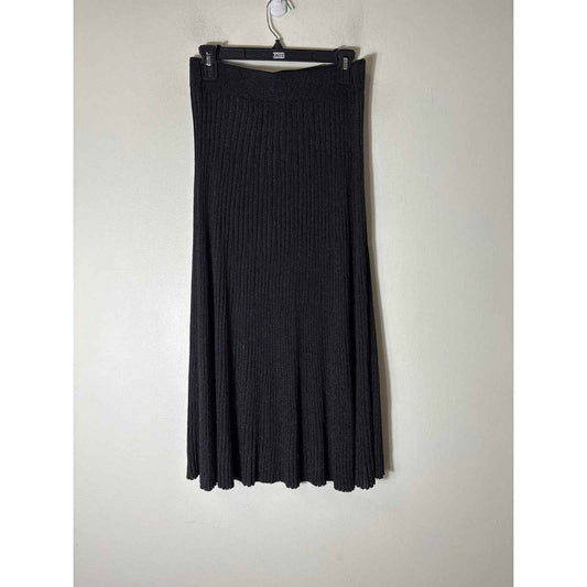 J. McLaughlin Charcoal Sparkle Pleated Maxi Skirt Sz S