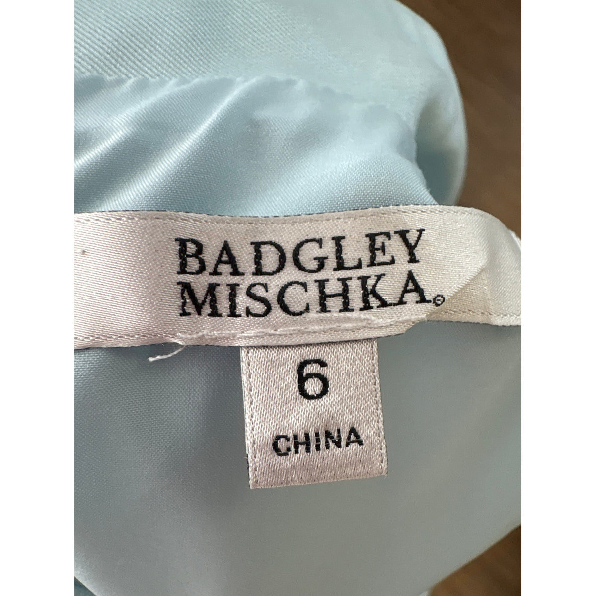 Badgley Mischka Light Blue Sleeveless Midi Sheath Dress Sz 6