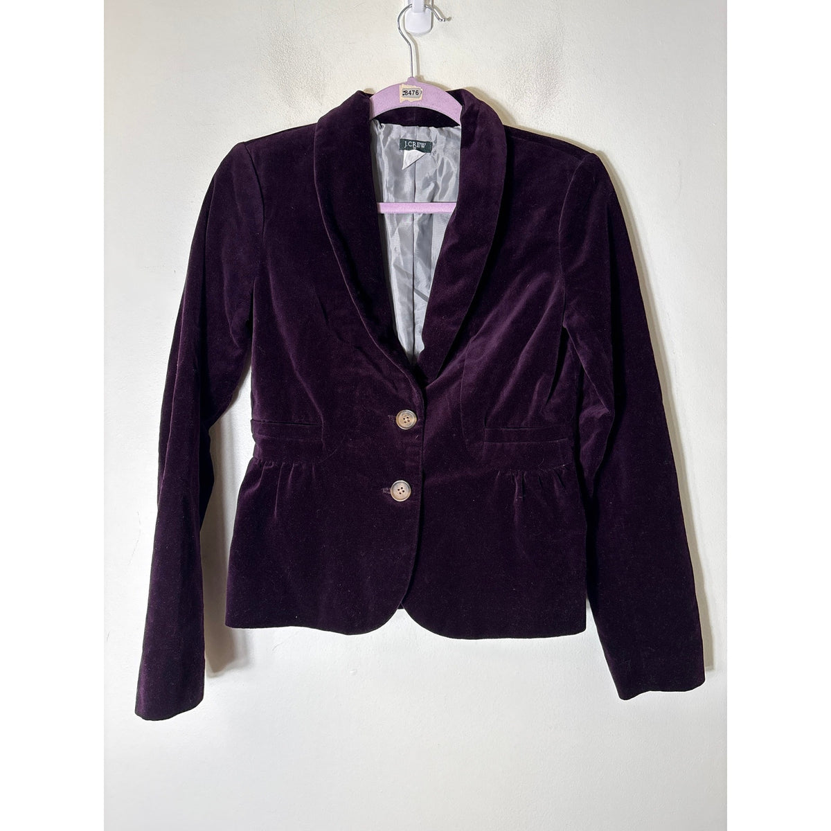 J. Crew Eggplant Purple Fitted Velour Long Sleeve Blazer Sz 0