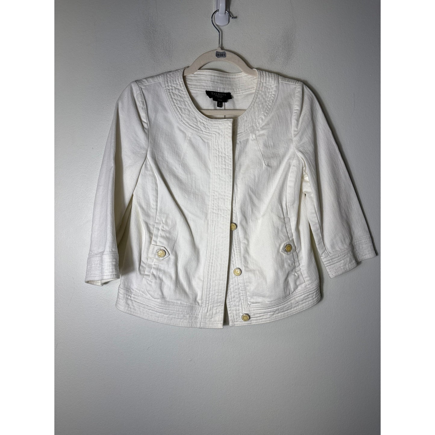 Talbots Petites Off White Jean Jacket Sz 2p