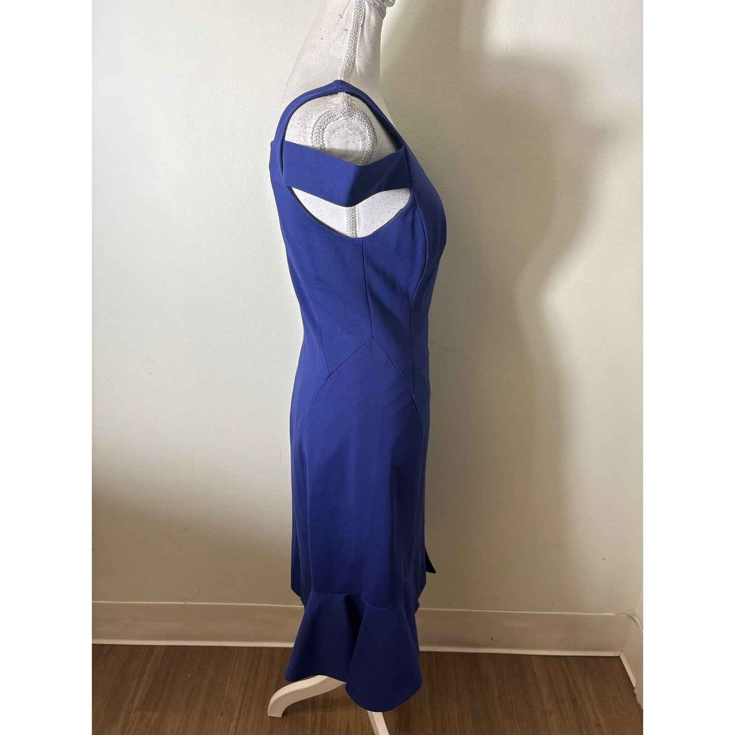 Rebecca Taylor Blue Cold Shoulder Fitted Flare Cocktail Dress Sz 4