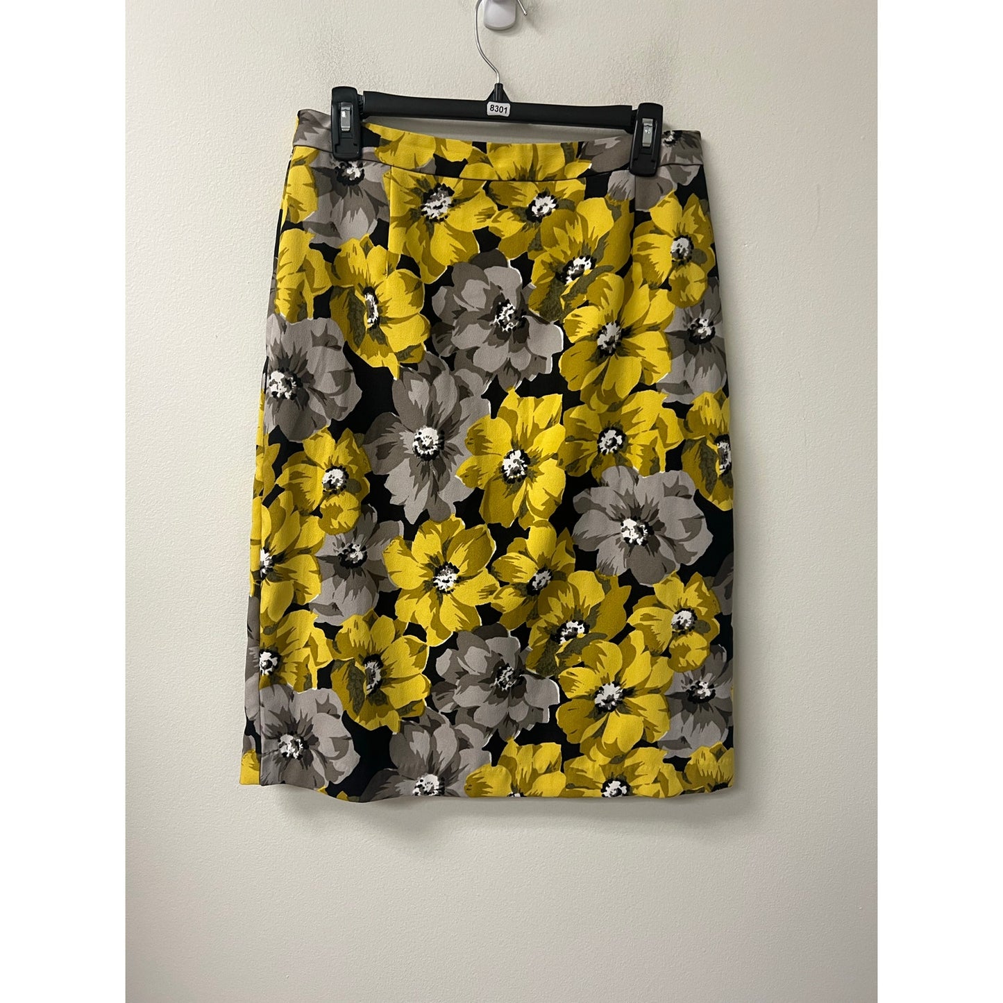 Who What Wear Yellow Gray Black White Knee Length Skirt Sz 6