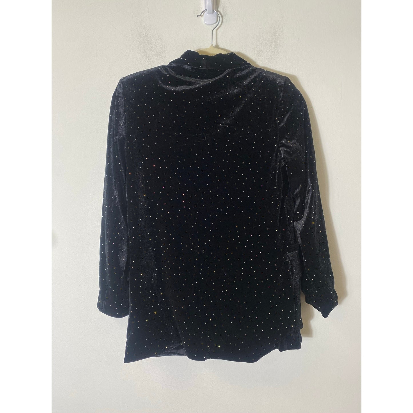 NWT Lili Sidonio Black Velvet Open Front Long Sleeve Blazer Sz XS