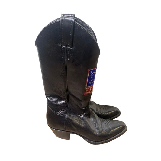 Justin Brand Black "Repulican Eagles" Leather Cowboy Boot Sz  7
