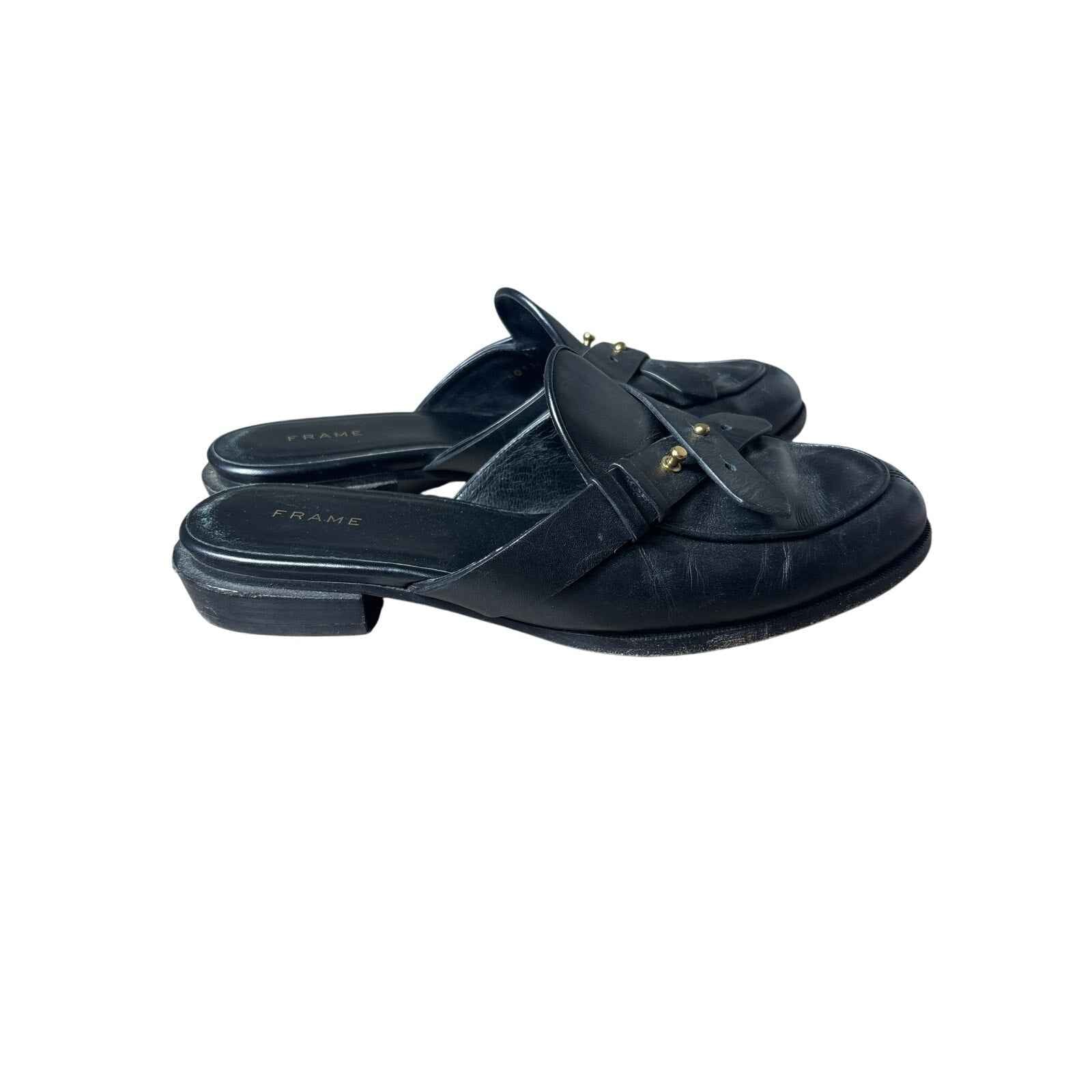 Frame Black Loafer Slide Ons Sz 39 (8.5)