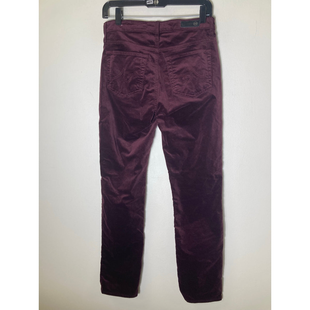 AG Merlot Velvet Mari Mid Rise Slim Straight Pants Sz 27