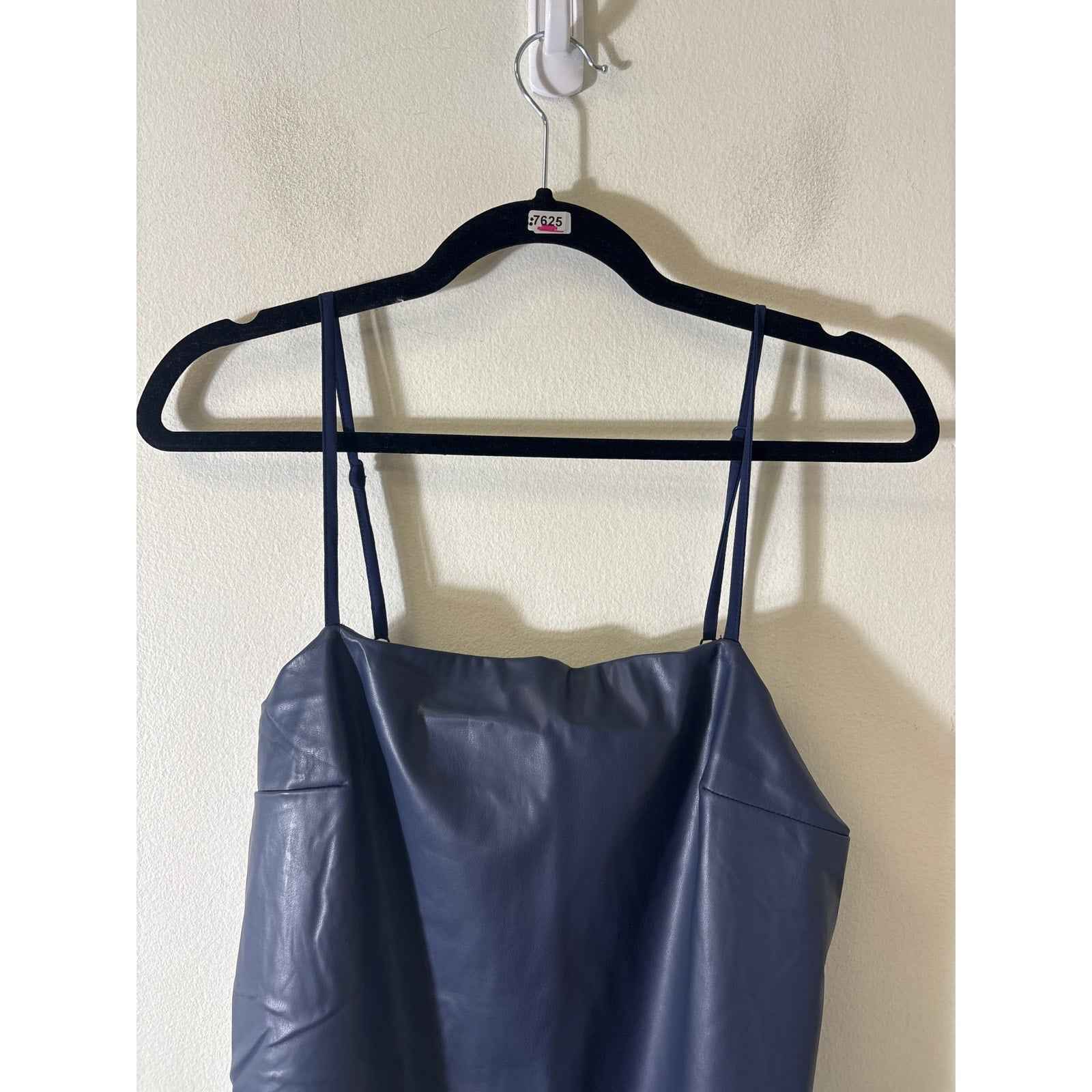 NWT Hyacinth House Navy Faux Leather and Chiffon Pleated Maxi Dress Sz S