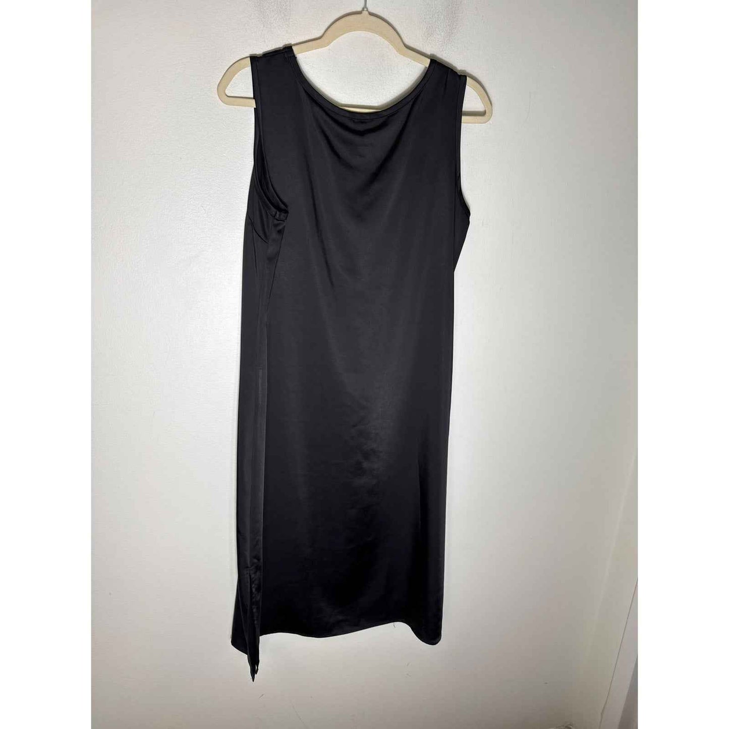 S'Edge Black Sleeveless Satiny Midi Dress Sz M