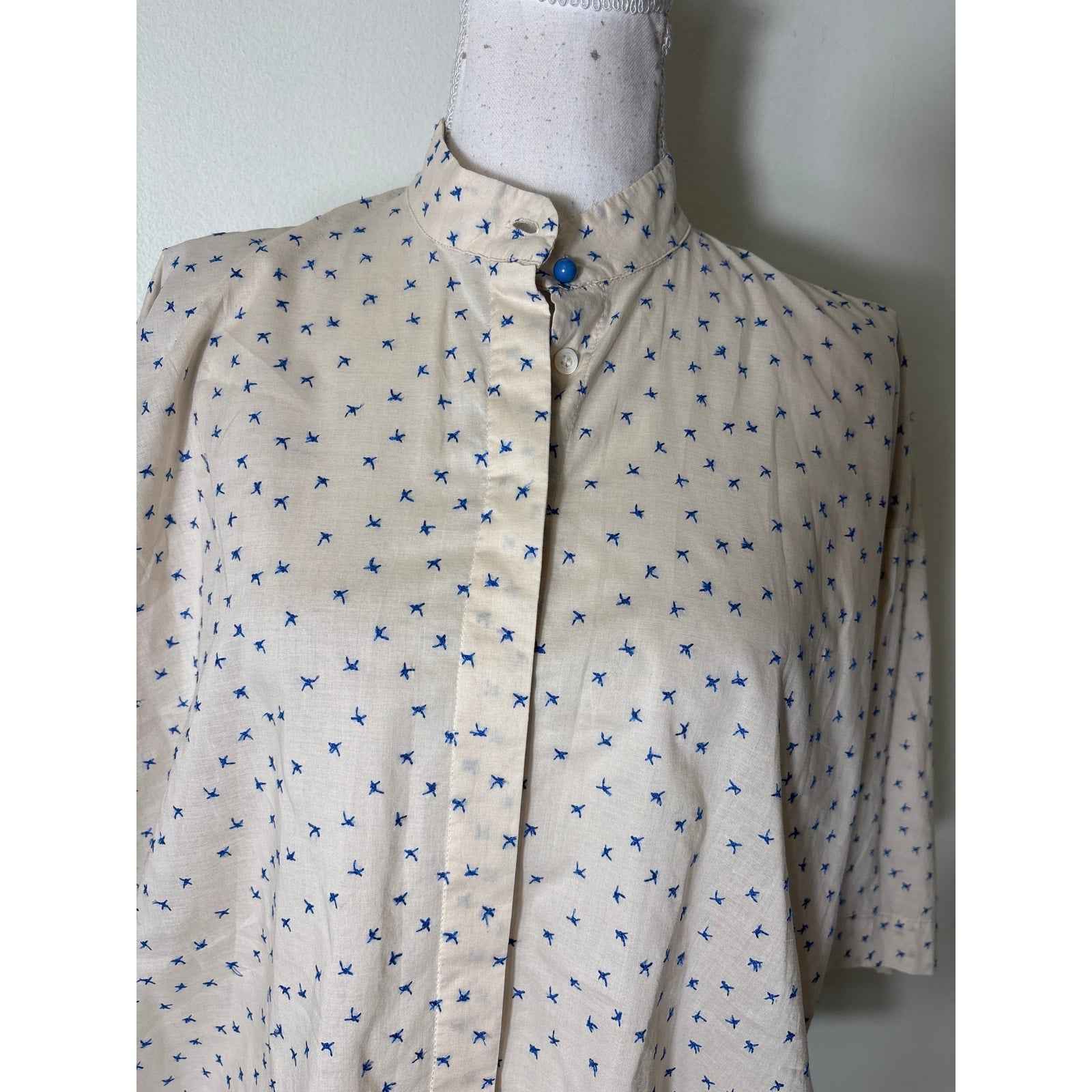 Ottod'Ame Cream with Blue Stitch Sz 6