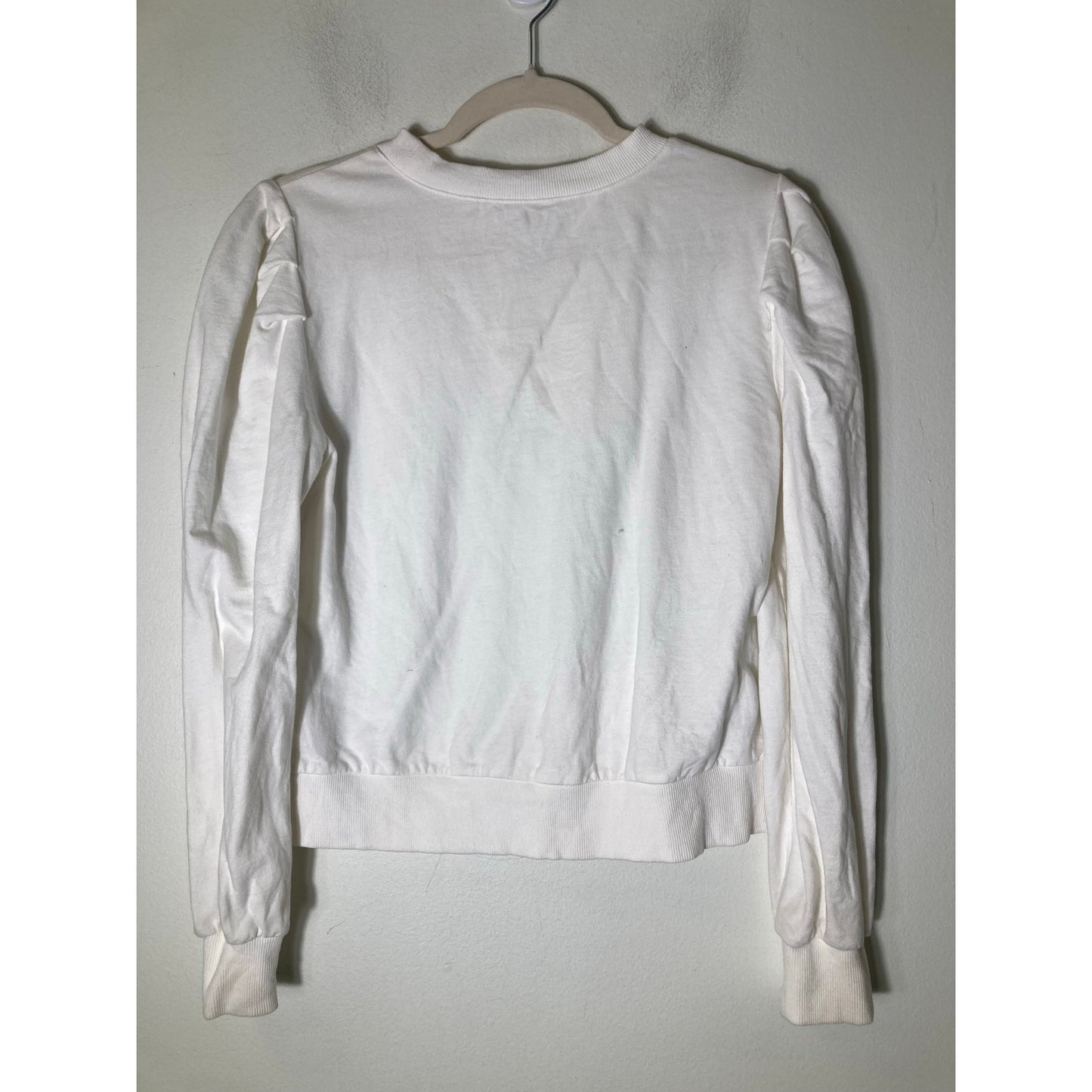 Sugar Lips White Puff Sleeve Sweatshirt Sz XS